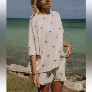 Daily Drills Cream Palm Print Pajama Set